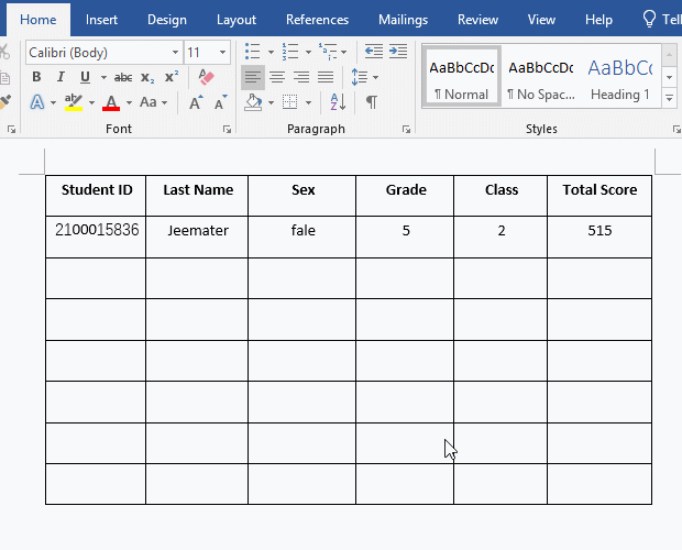 How to copy a table in Wor