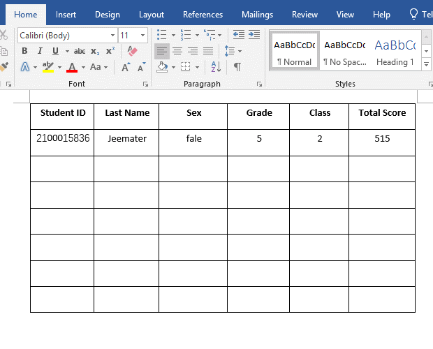 How to delete a table in Word
