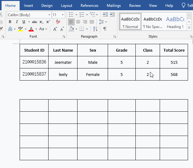 Use the Paste Options to merge tables
