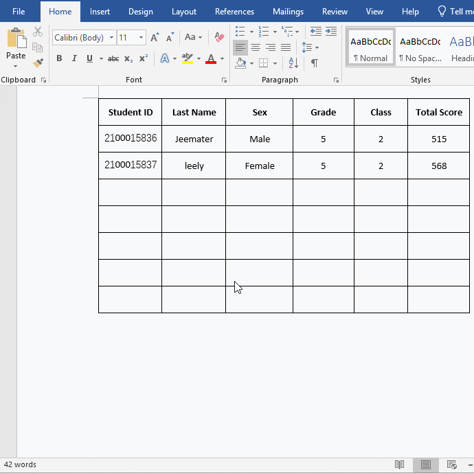 The entire row of table misses, or the next page of table becomes messy after merging cells