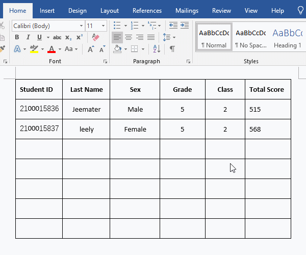 Line alignment in Word