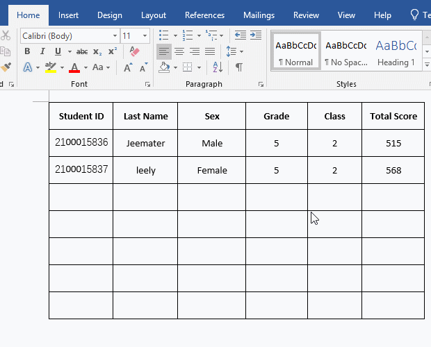 Merge with an eraser in word