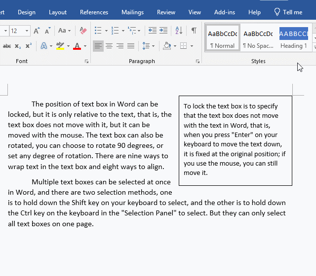 Wrap Text in Text Box in Word