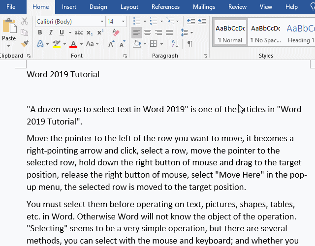 How to move a line up in Word