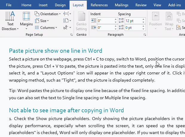 How to convert Web Layout to print layout in Word