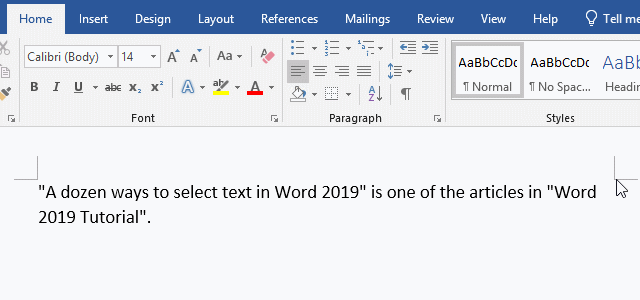How to select a word in Word