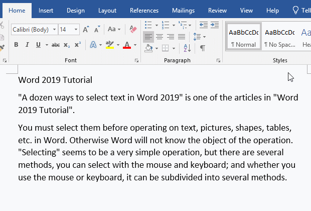 Select all texts that use the same style in Word