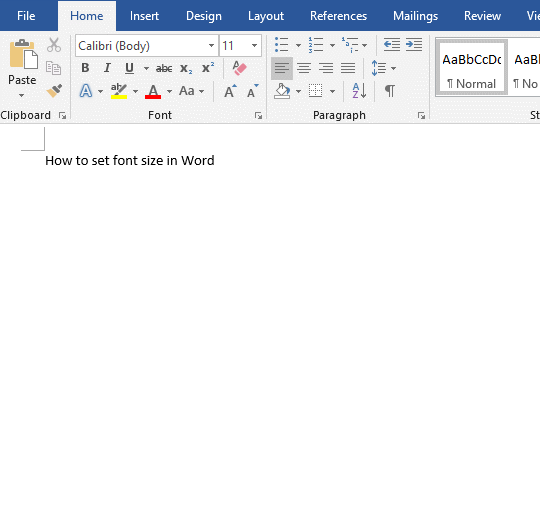 keyboard shortcut to change font size in Word