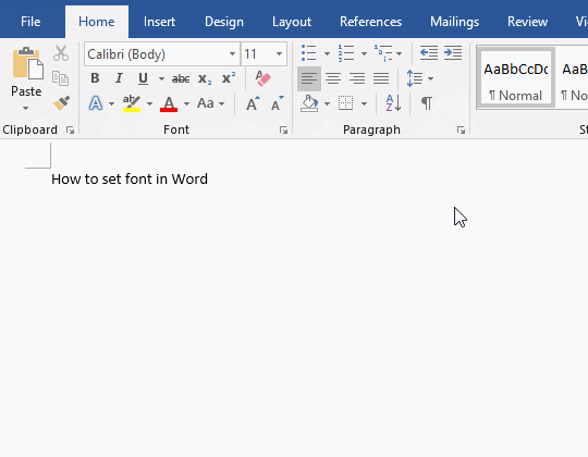 How to set font and font size in Word