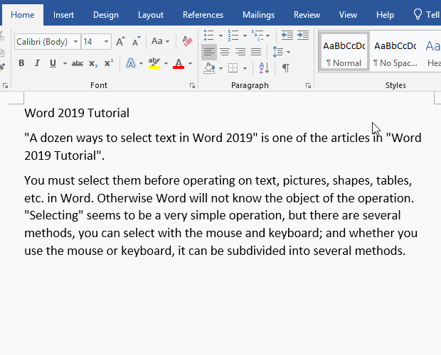 How to select from the cursor to the beginning of the paragraph in Microsoft Word