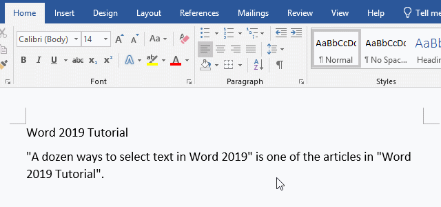 How to select line in Word