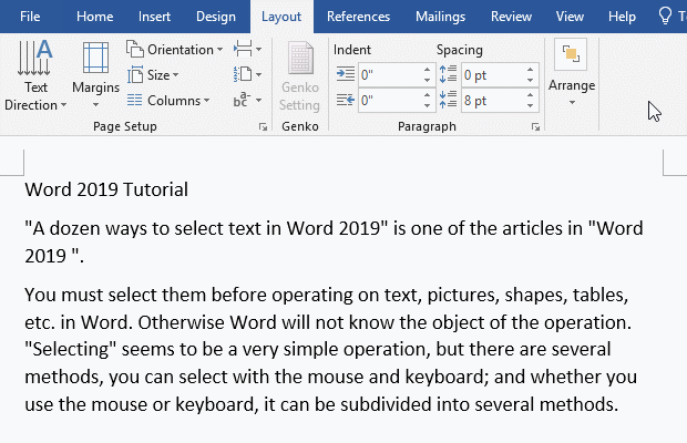 How to move text in Word
