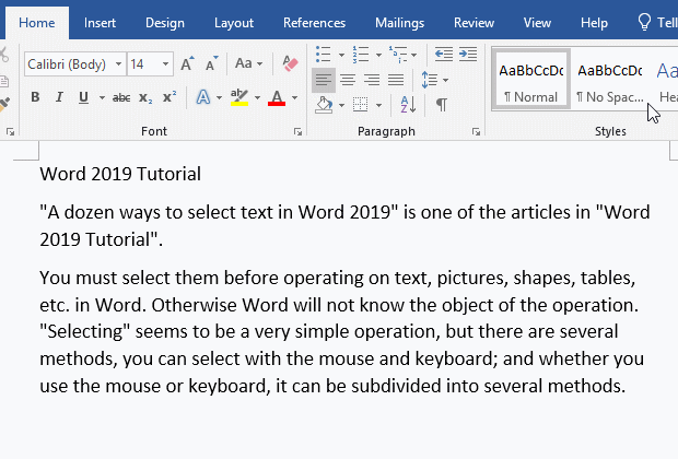How to select a paragraph in MS Word