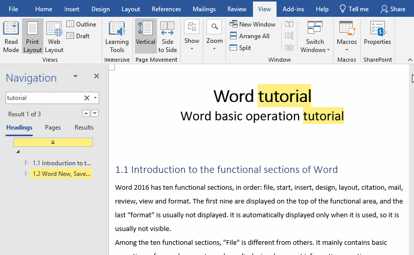 How to use the Navigation Pane in Word