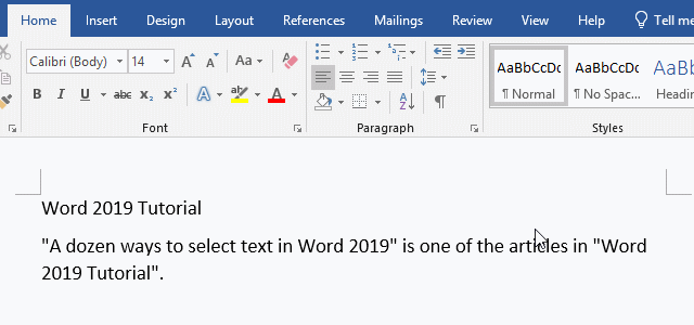 Select two discontinuous words in Word