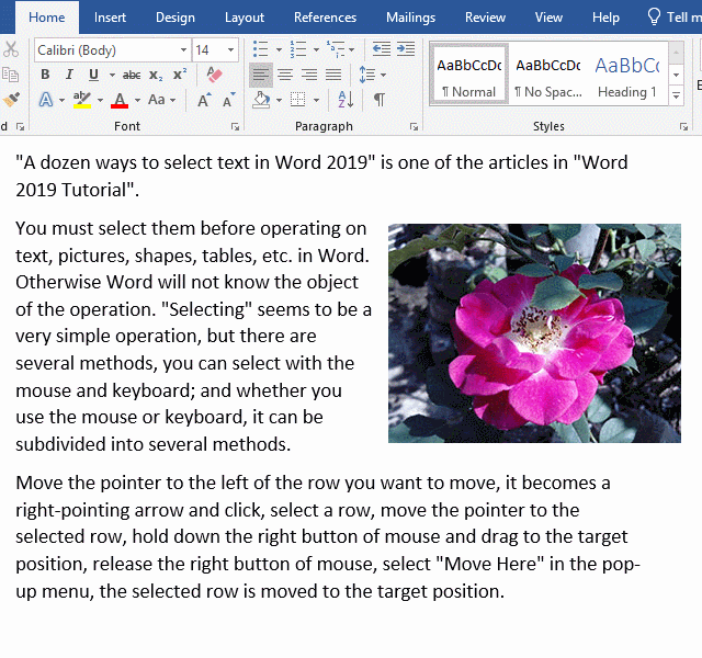 How to make picture move with text in Word