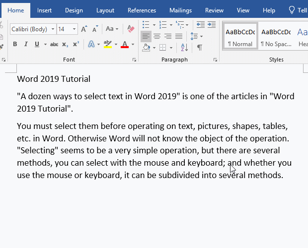 How to select a line in Word shortcut