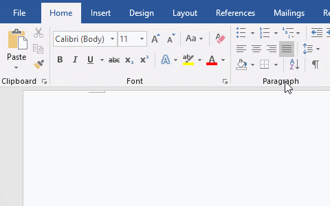 MS Word double click to show white space between the page and Ribbon