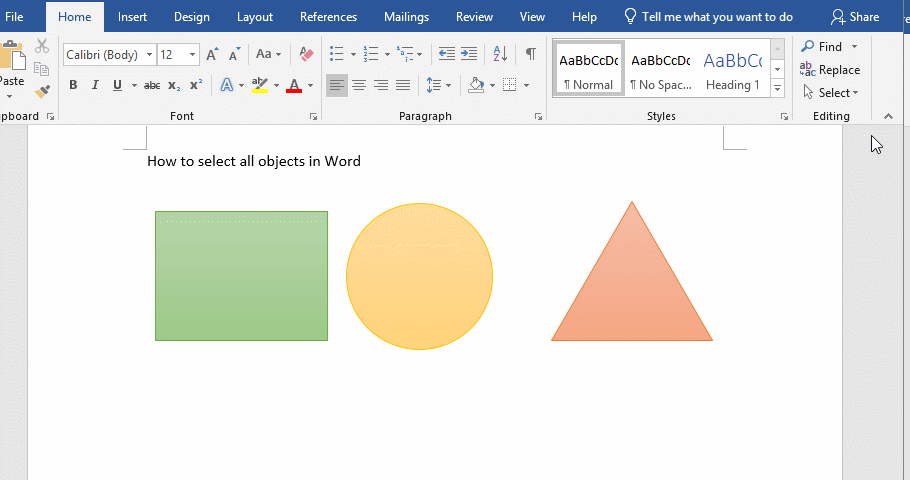 Selection pane in Word