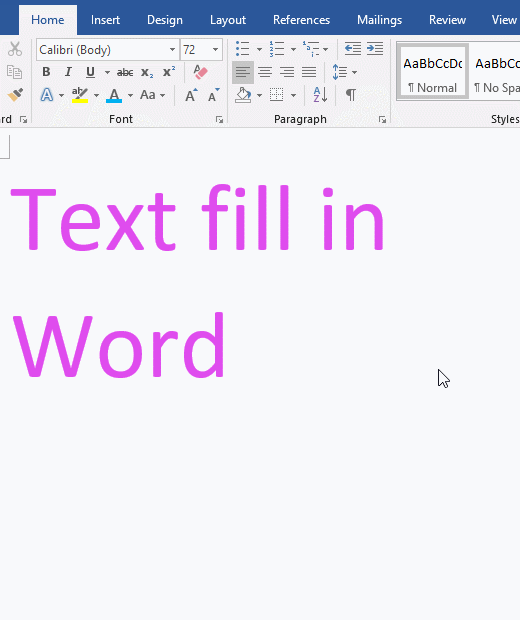 Text fill with gradient in Word