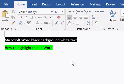 Word remove text background color
