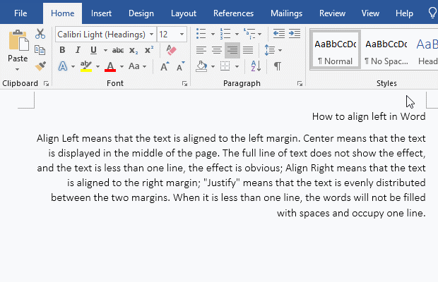 How to justify text in Word