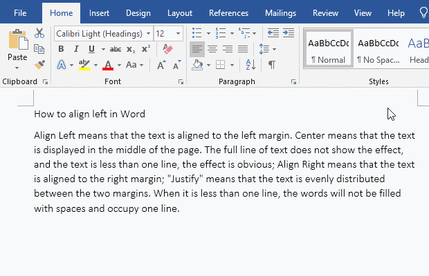 how to center text in word using the control key