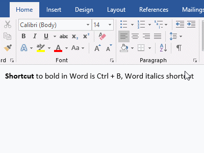 Word italics shortcut key