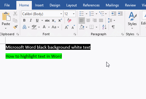 How to remove text background color in Word