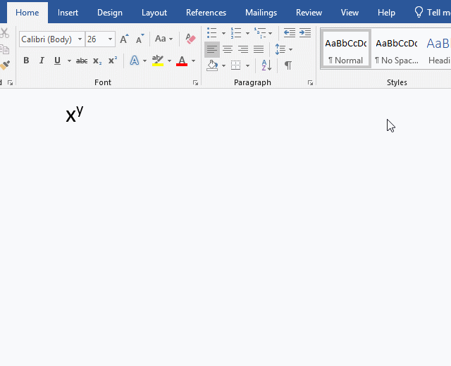 what is the shortcut key for superscript in word