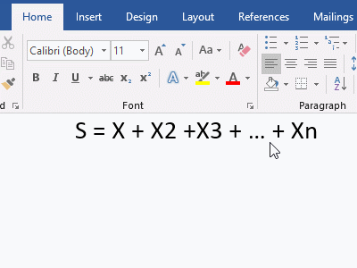 How to insert superscript in equation in Word