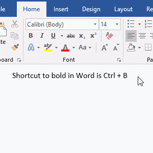 Shortcut to bold in Word