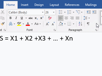 How to add subscript in equation in Word