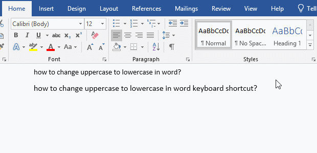 How to change uppercase to lowercase in word