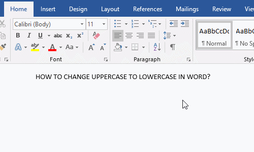 How to change uppercase to lowercase in Word
