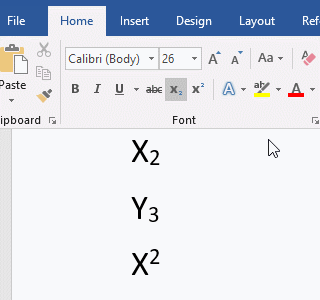 keyboard shortcut for subscript foxit