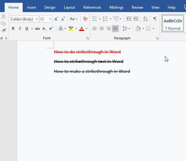 How to find all strikethrough in Word