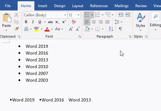 How to adjust bullet spacing in Word