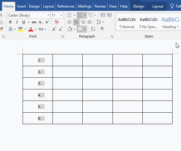Set the numbering to be horizontally centered in Word