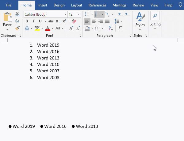 Add numbering in Word