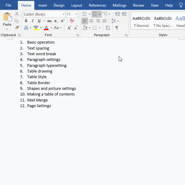 How to change indent in Ms word when numbering after 10