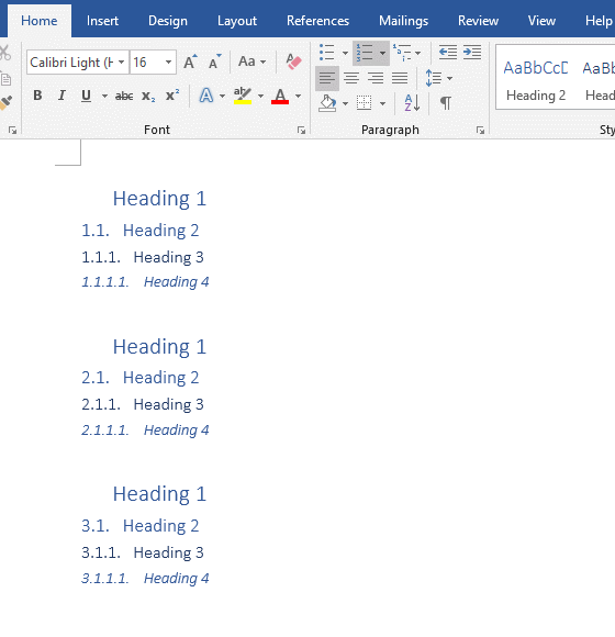 The number of Multilevel list is not displayed in Word