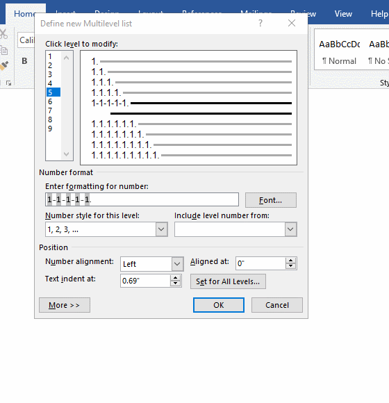 Include level number from of multilevel list in Word