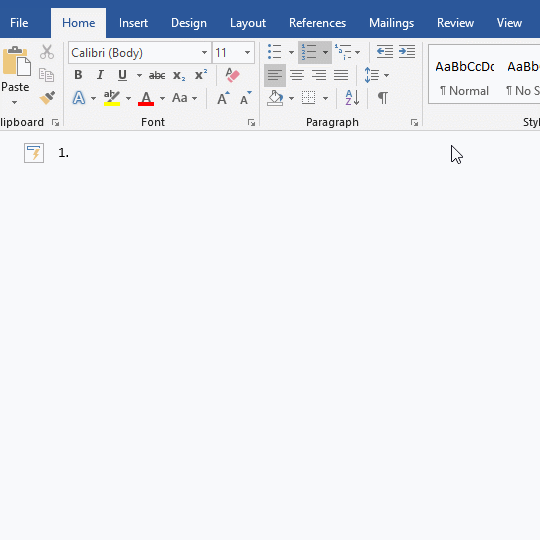 Automatic numbered lists in Word