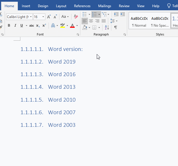 How to define new multilevel list in Word