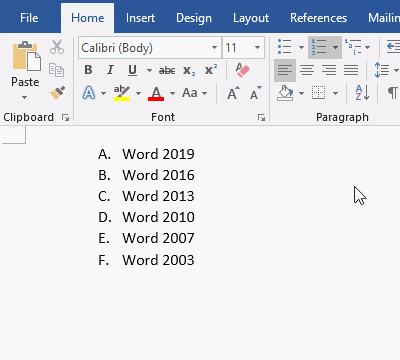 How to remove numbering in Word