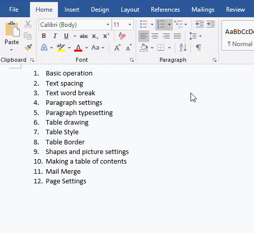 How to turn off automatic numbering in Word