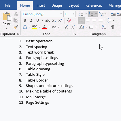 How to change indent in word when numbering after 10