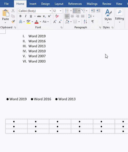 How to set the numbering value in Word