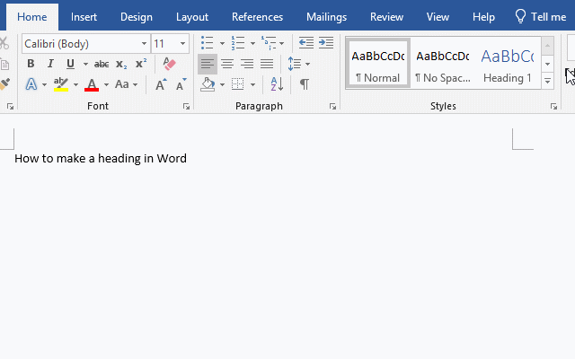 How to make a heading in Word